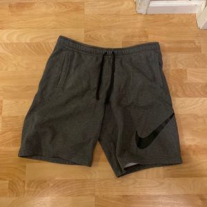Gray Nike shorts, comfortable material, XL, 80% cotton 20% polyester